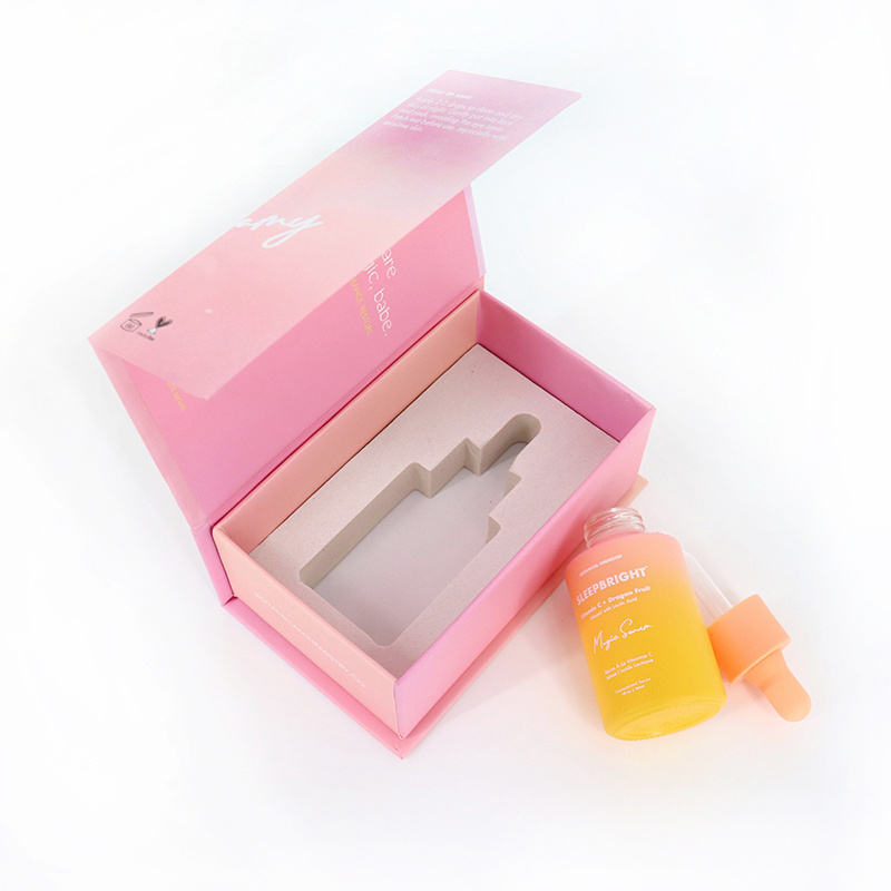 Luxury Gradient Color Frosted Dropper Bottle With Matching Gift Box Packaging 30Ml Flat Shoulder Essential Oil Serum Bottle