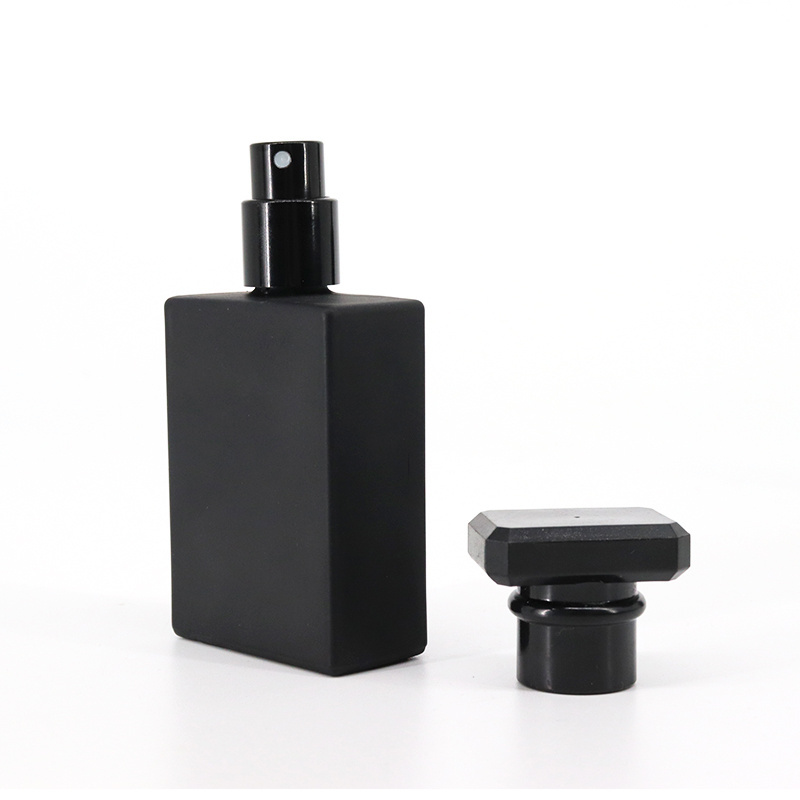 China suppliers wholesale Black frosted Glass perfume bottle 30ml 50ml 100ml empty flat rectangle glass spray bottle for perfume