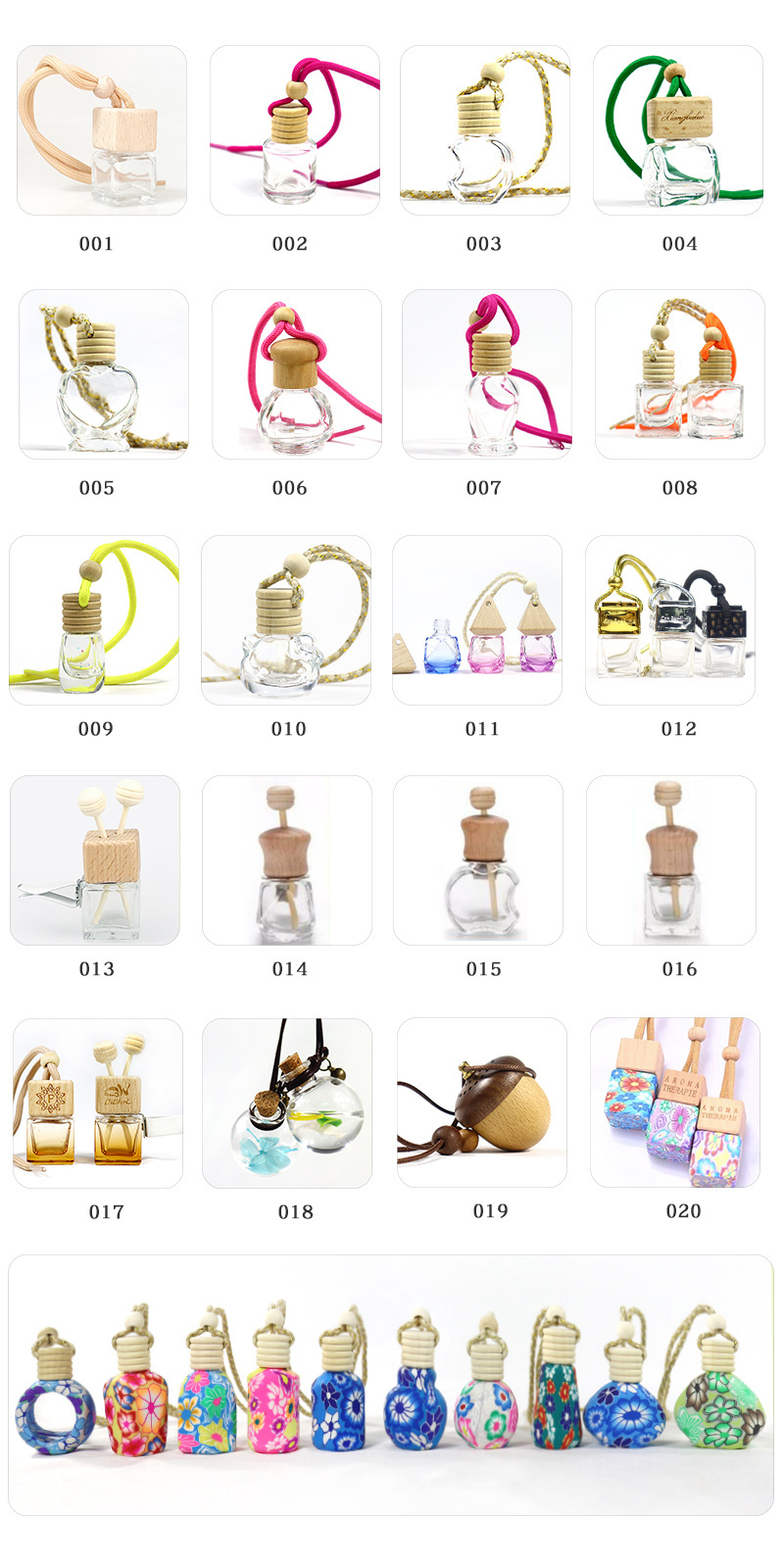 5ml 8ml 10ml empty wooden cap car air freshener bottle  clear glass hanging perfume bottle fragrance bottle