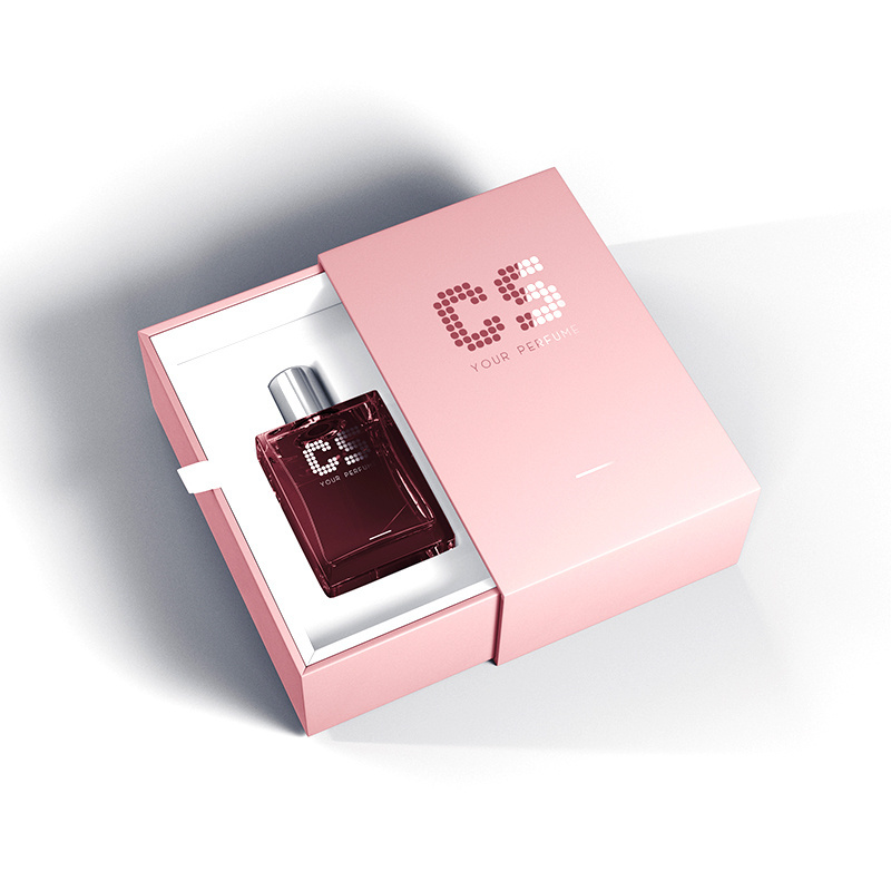 Customized Luxury Pink Square 30 ml 50ml Perfume Bottle Spray Glass Empty Perfume Fragrance Bottle With Drawer Box And Paper Bag