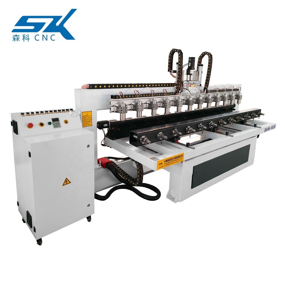 SENKE Multi Spindles 4 axis CNC Router Wood Chair Legs  Cylinder Engraving Machine