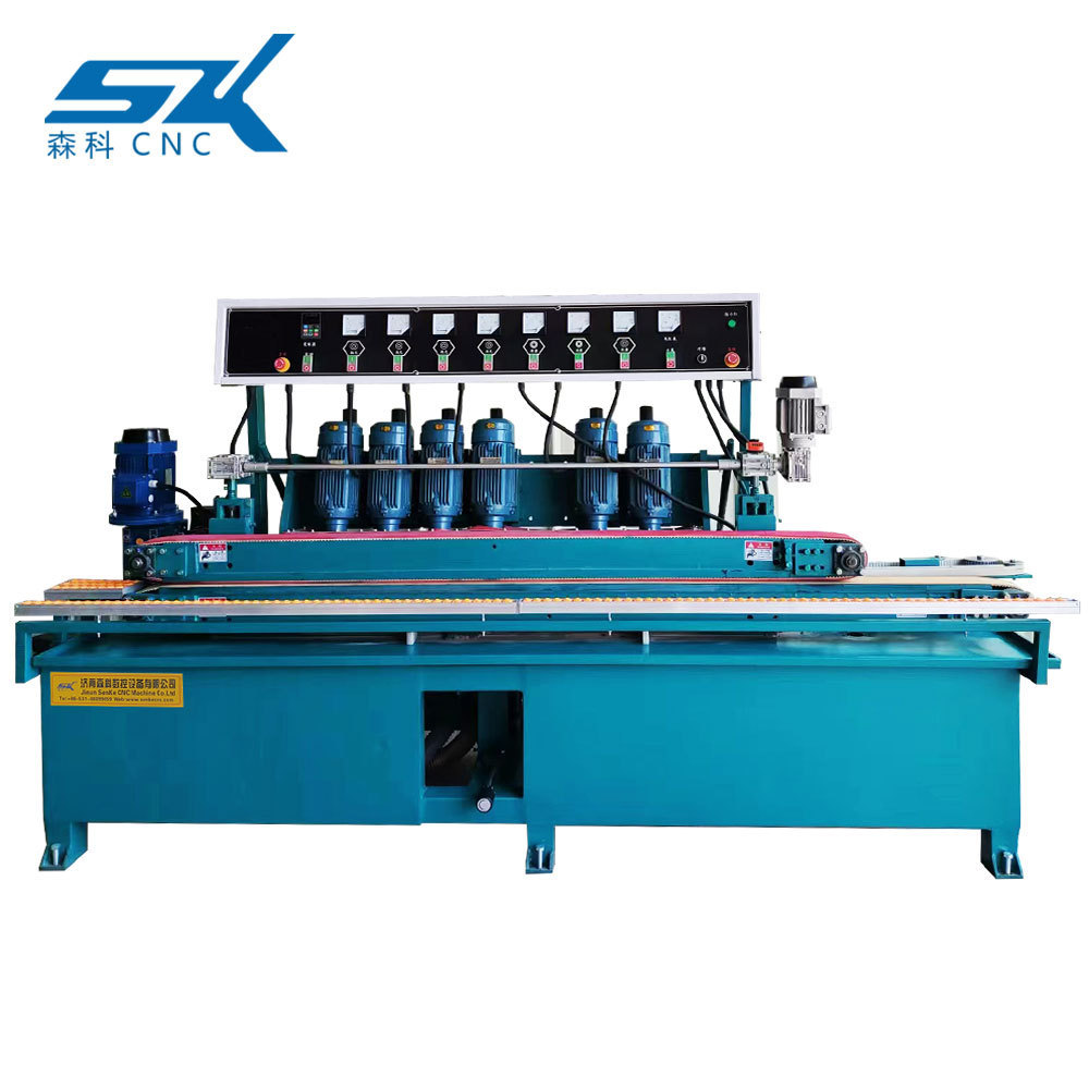 custom high quality 9 wheels straight line polisher bevel chamfering processing machine for glass mosaic