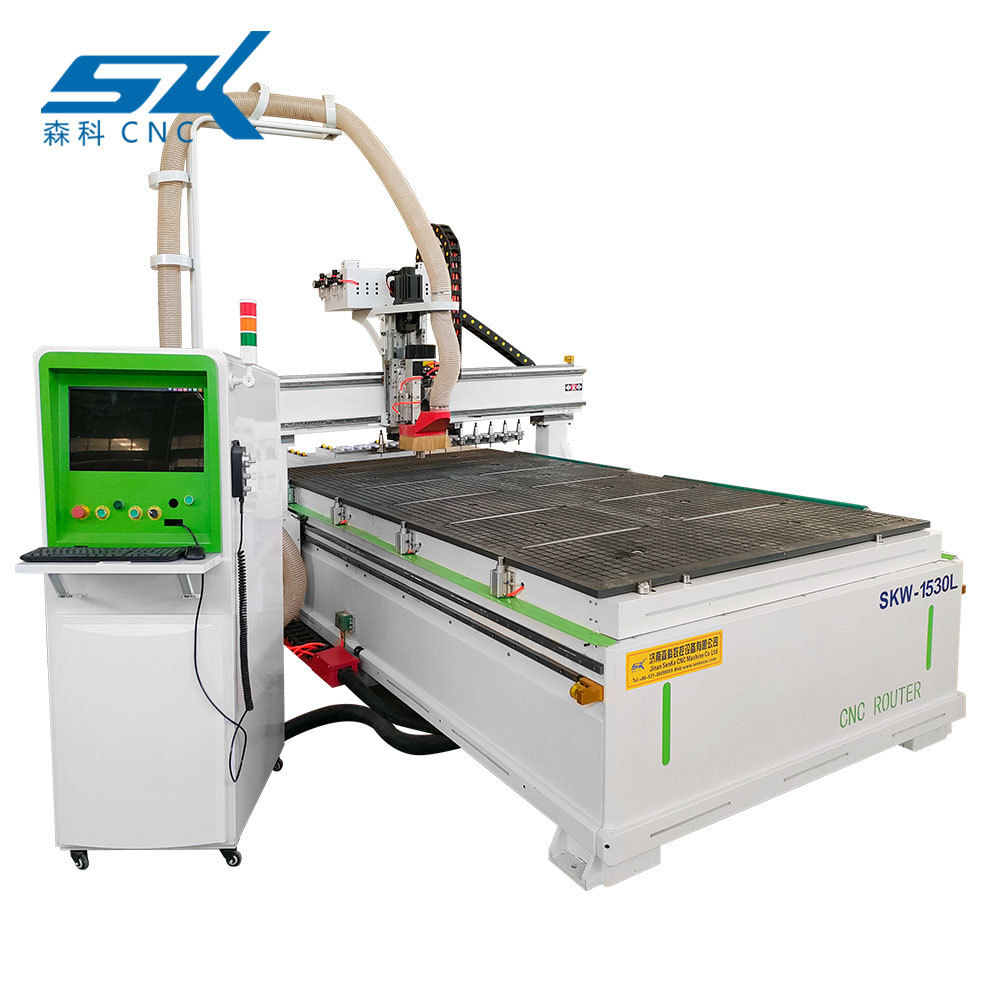 SENKE 4x8 ATC wooden kitchen furniture making cnc router with 16 pieces automatic tool changer