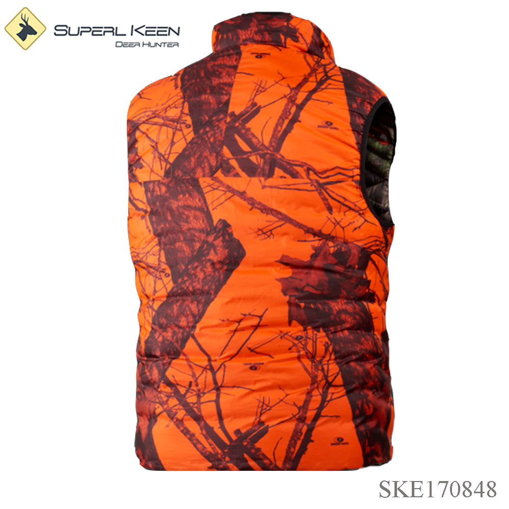 Wholesale Orange Hunting Vest Reversible Down Vest Camouflage Hunting Waistcoat