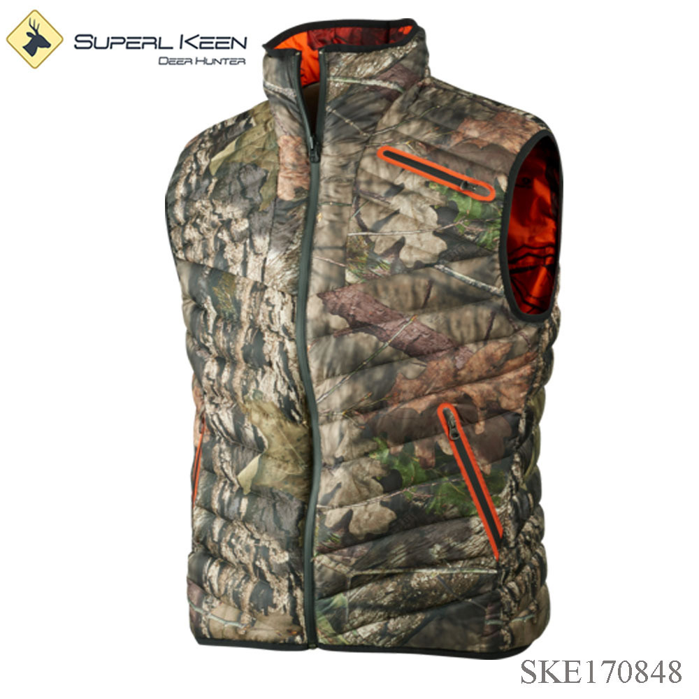 Wholesale Orange Hunting Vest Reversible Down Vest Camouflage Hunting Waistcoat