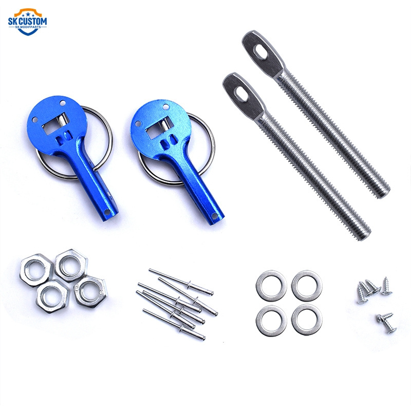 Car Accessories Aluminum Engine Hood Pin Lock Kit Universal Car Bonnet Lock