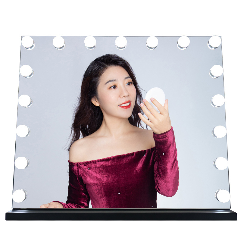 Hot Vanity Mirror Lighted Table Party 60*52cm Makeup Hollywood Vanity Mirror with Lights 17 pcs Big Bulb