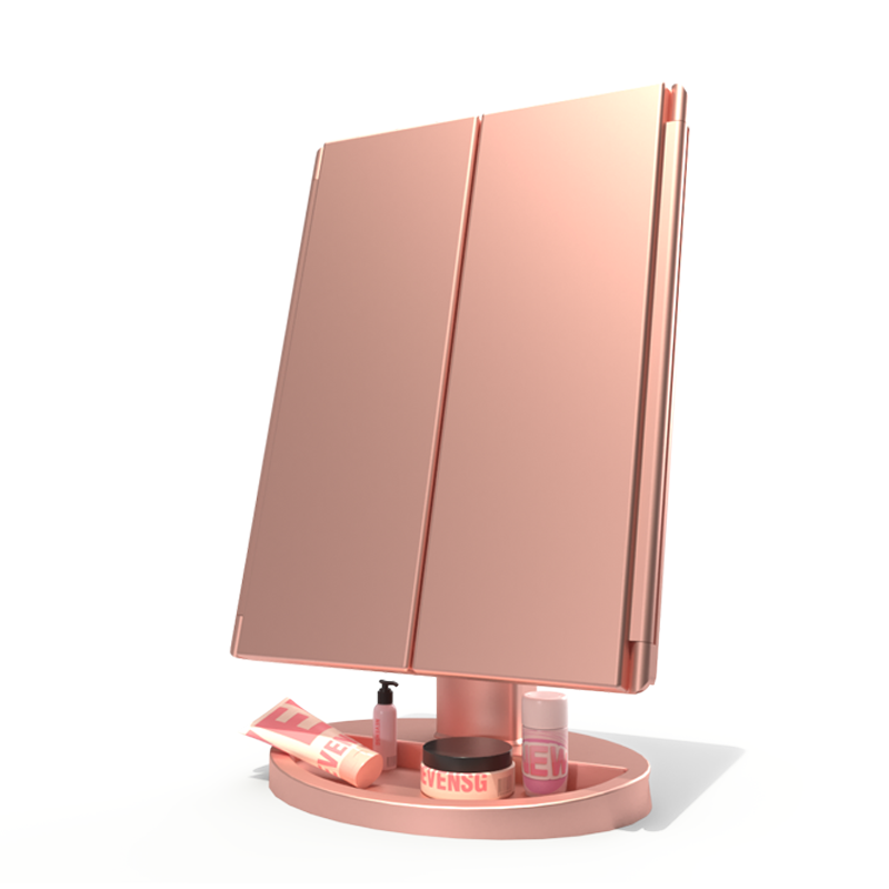 Professional Adjustable Brightness Lamp Makeup Mirror Rose Gold with Led Lihgted 1x/2x/3x Magnifying Cosmetic Mirror 22pcs Led