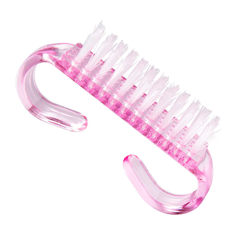 Professional Clear Plastic Mini Nail Art Dust Remove Plastic Nail Scrubbing Brush OX Horn Nails & Toes Cleaning Brushes