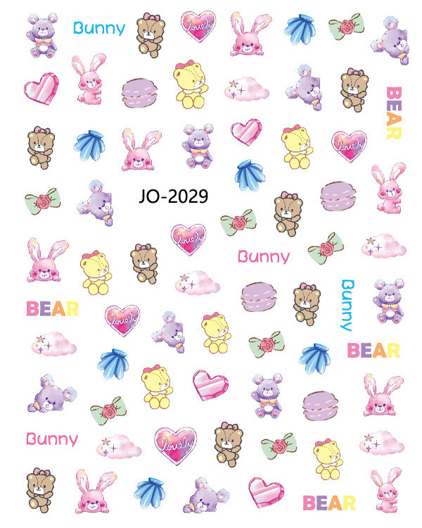 2022 New Hot Sale Nail Decals Little Bear Duck  Bunny Adhesive Nail Art Stickers For Kids