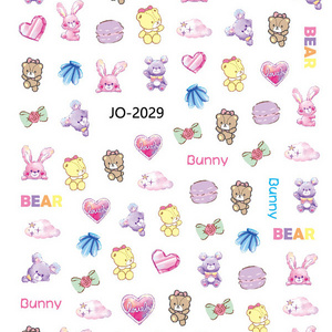 2022 New Hot Sale Nail Decals Little Bear Duck  Bunny Adhesive Nail Art Stickers For Kids