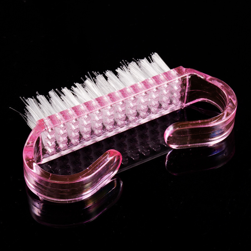 Professional Clear Plastic Mini Nail Art Dust Remove Plastic Nail Scrubbing Brush OX Horn Nails & Toes Cleaning Brushes