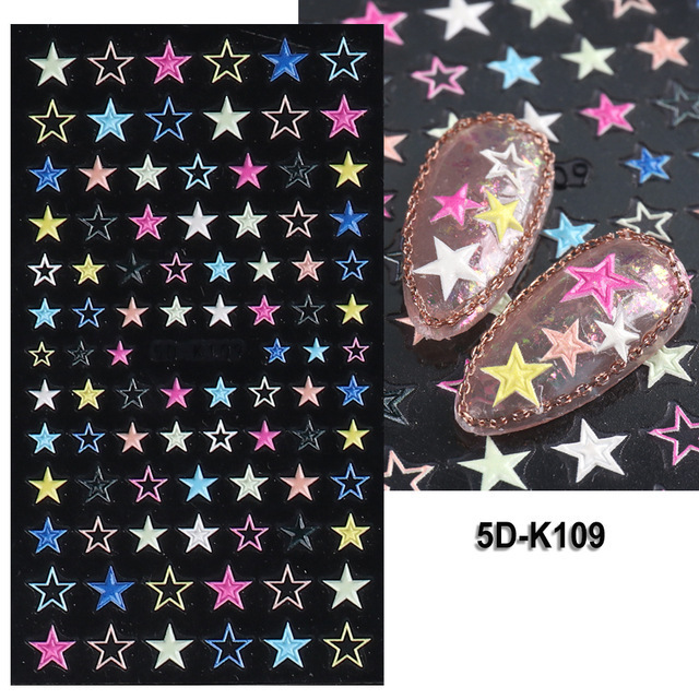 Star Nail Art Stickers 5D Self-Adhesive Luxurious Five Pointed Heart-shaped Star Moon Cloud Nail Art decals for nail art