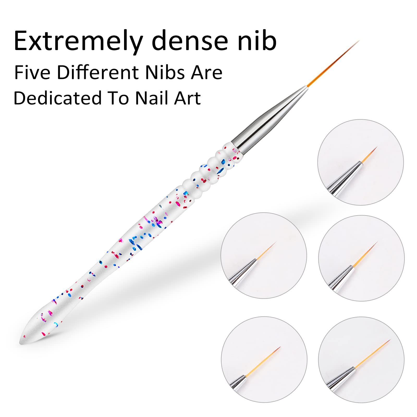 Thin Nail Art Dotting Drawing Pen (7/9/11/15/20mm) Nail Gel Polish Painting  Art Liner Brushes Set