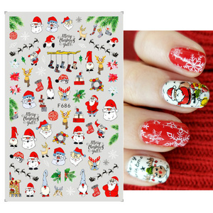 Christmas Nail Art Stickers Winter Snowflake Santa Bird Snowman Nail Decals 2023 New Year Nail Designer Decoration