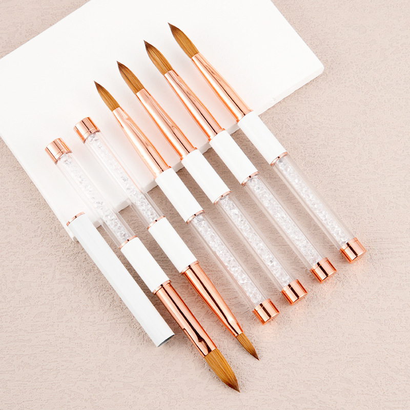 Vendors Bulk Kolinsky Hair Nail Acrylic Brush Rhinestones Drawing Brush Skinny Stripe Nail Brush for Nail Beauty