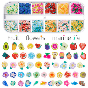 Fruit Flower Nail Art Soft Pottery Sequins Decoration Sea Animal Polymer Clay Slice Nail 3D Colorful DIY Crafts Accessory