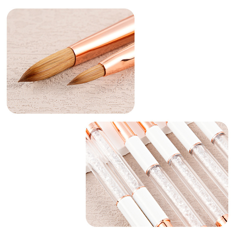 Vendors Bulk Kolinsky Hair Nail Acrylic Brush Rhinestones Drawing Brush Skinny Stripe Nail Brush for Nail Beauty