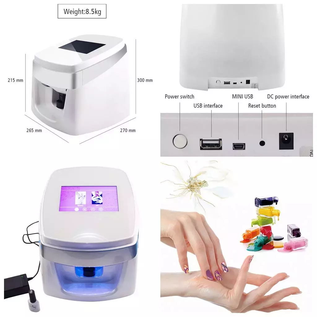 Automatic Smart 3D Art Nail Printer Multifunction Portable Nail Art Printers Machine Support WiFi/USB