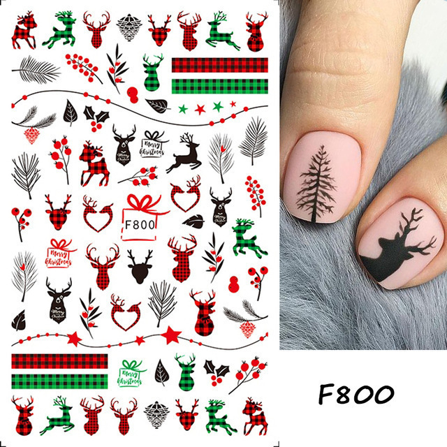 Christmas Nail Art Stickers Winter Snowflake Santa Bird Snowman Nail Decals 2023 New Year Nail Designer Decoration