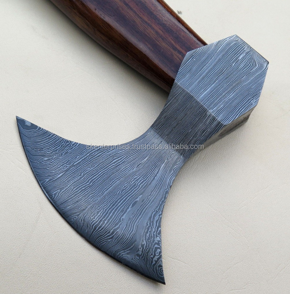 hand made damascus steel hatched axe