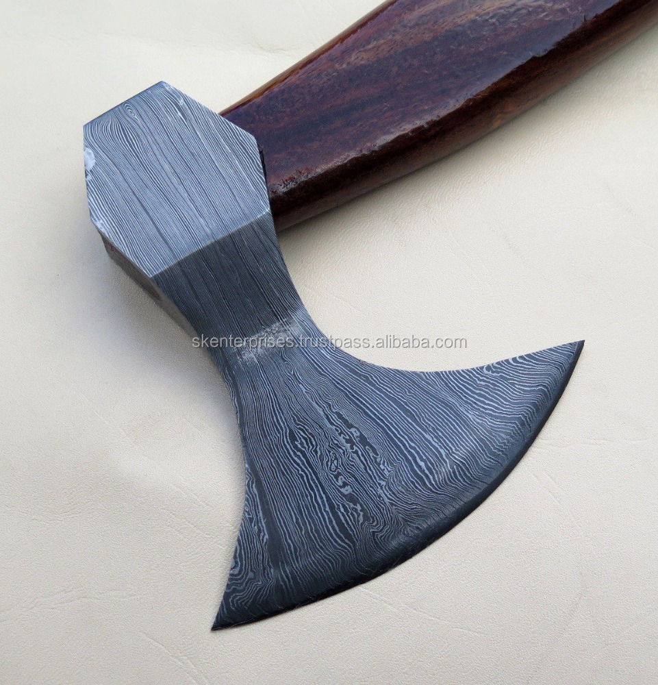 hand made damascus steel hatched axe