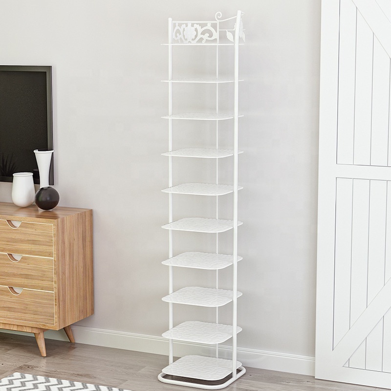 Modern simple multi-layer assembly floor metal shoe storage rack door single row high shoe rack