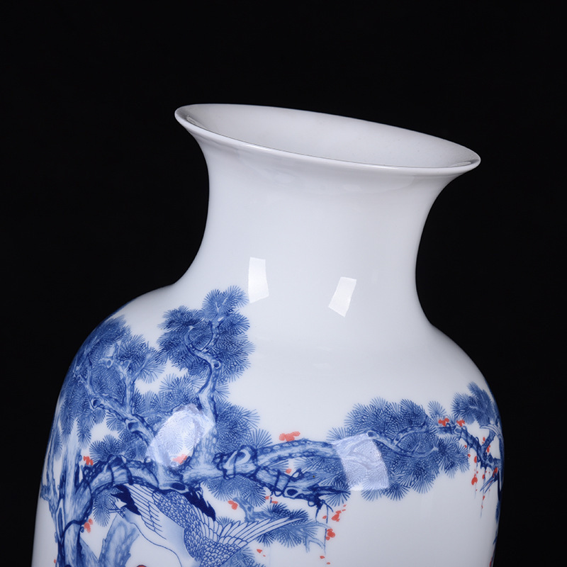 New Chinese style classical home decoration collection ornaments Jingdezhen blue and white porcelain vase