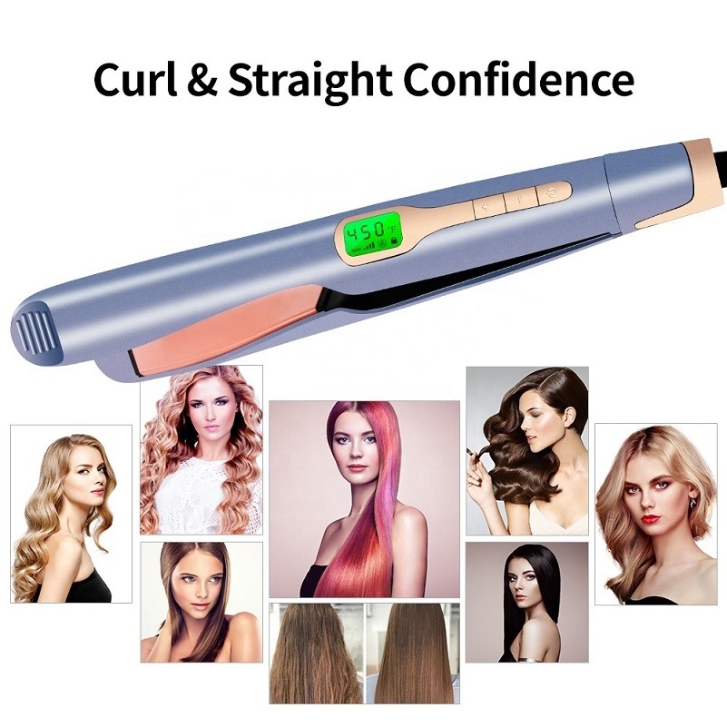 Customs Solution Ionic Ceramic Tourmaline 450 Degree Flat Iron Private Label Hair Styling 2 In 1 Hair Curler Straightener