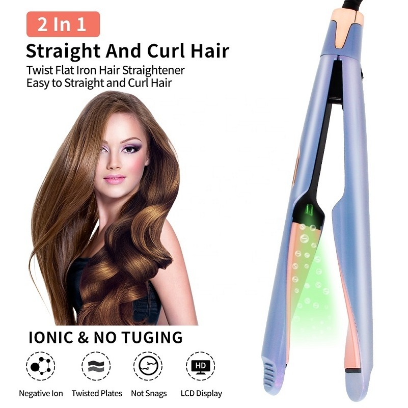 Customs Solution Ionic Ceramic Tourmaline 450 Degree Flat Iron Private Label Hair Styling 2 In 1 Hair Curler Straightener