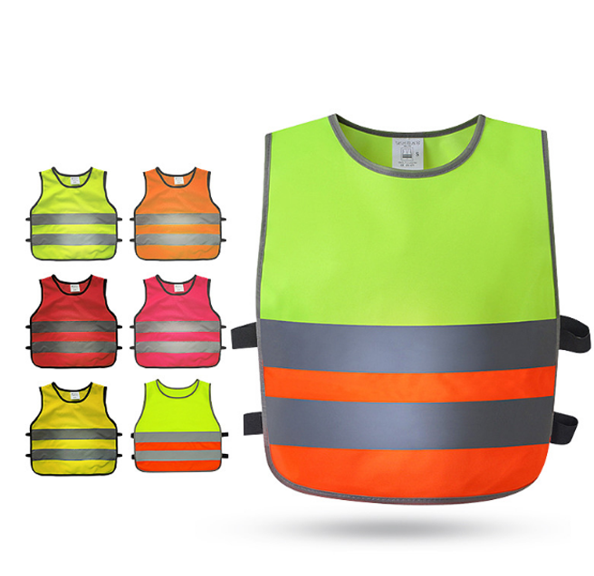 Kids Reflective High Visibility Safety Vests 100% Polyester Yellow Orange Safety Vest with Elastic Straps for Toddlers