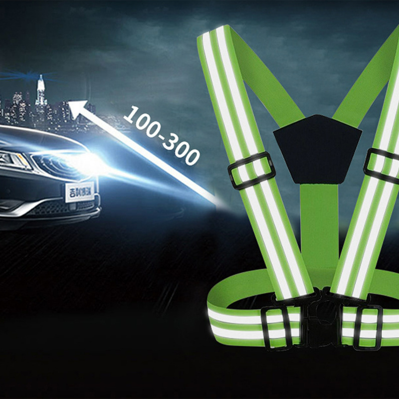 Hi- vis elastic adjustable safety cross reflective vest belt straps gear security jacket bike running reflecting straps