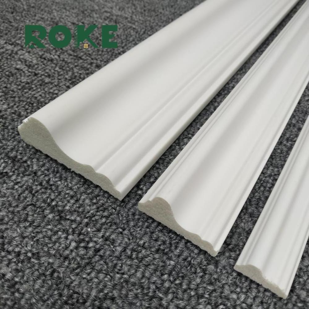 ROKE Factory Modern White Ps Skirting Lines Plastic Baseboard Flooring Molding