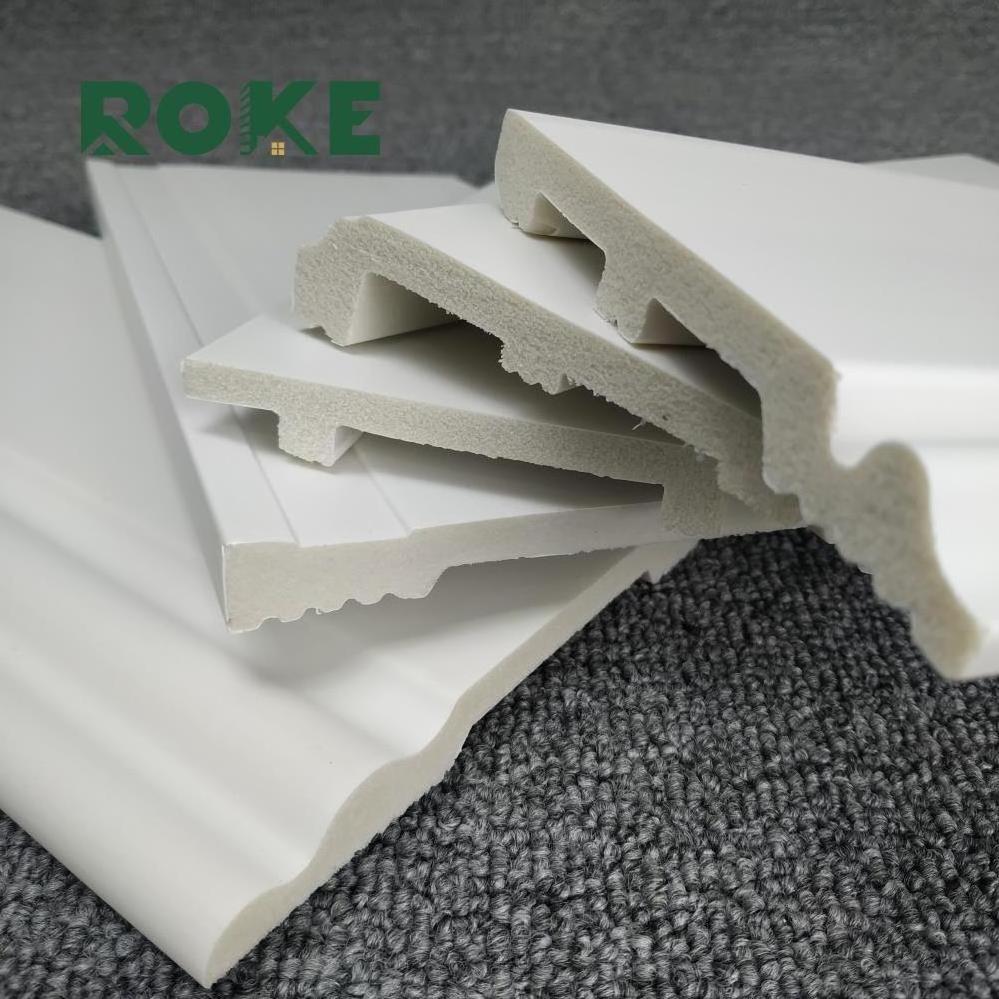 ROKE Original Factory Modern Kitchen Cabinet Waterproof Ps White Skirting Board Hidden Wall Foam Floor Baseboard Protectors