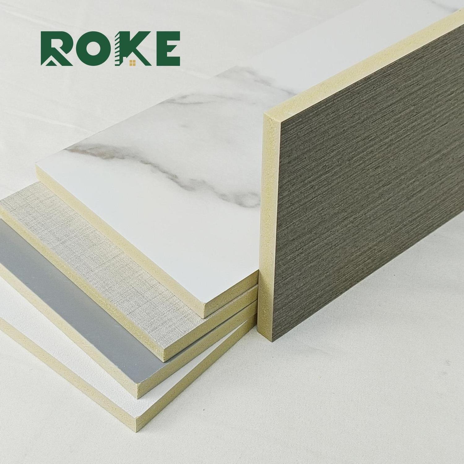 ROKE Fine bamboo charcoal wood veneer sheet modern self adhesive bed golden wallboard wall board panel gold for interior walls