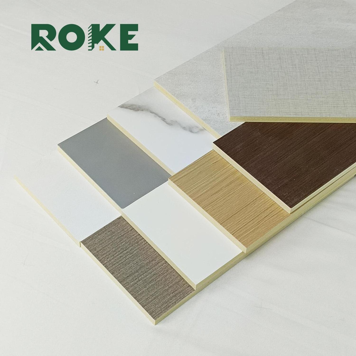 ROKE Fine bamboo charcoal wood veneer sheet modern self adhesive bed golden wallboard wall board panel gold for interior walls