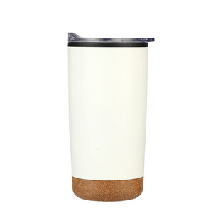 16oz 16 oz custom mug with cork bottom stainless steel travel tumbler with flip lid