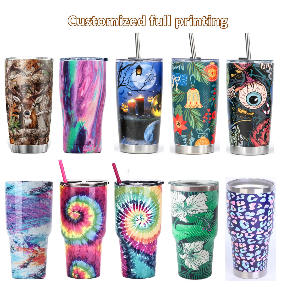 10oz 20oz 20 oz Custom Logo double wall vacuum Insulated Stainless Steel travel coffee Tumbler cups with Straw Lid vendors