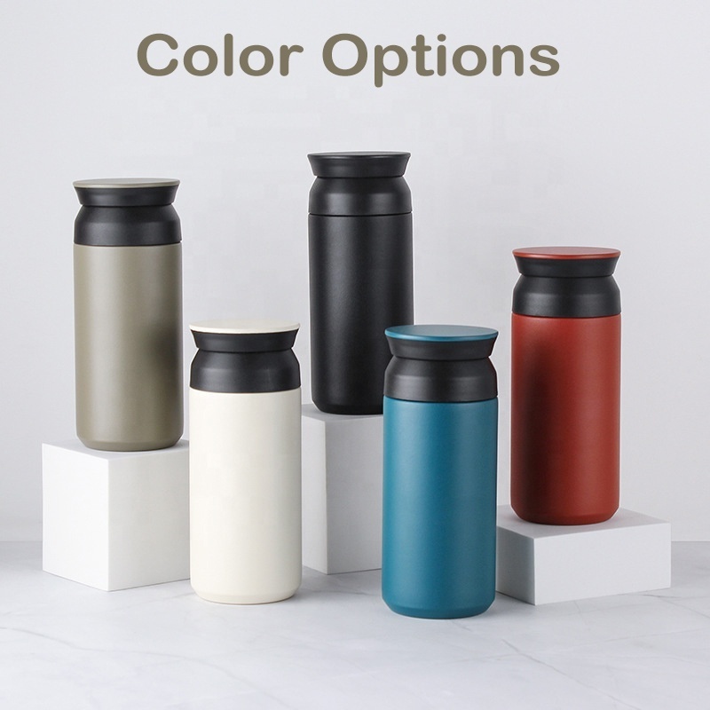 350ml 500ml custom powder coated double wall Insulated stainless steel coffee travel mug with handle straw lid