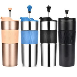 double wall vacuum insulated stainless steel french press travel mug Coffee Maker wholesale tea maker Gasket Filter