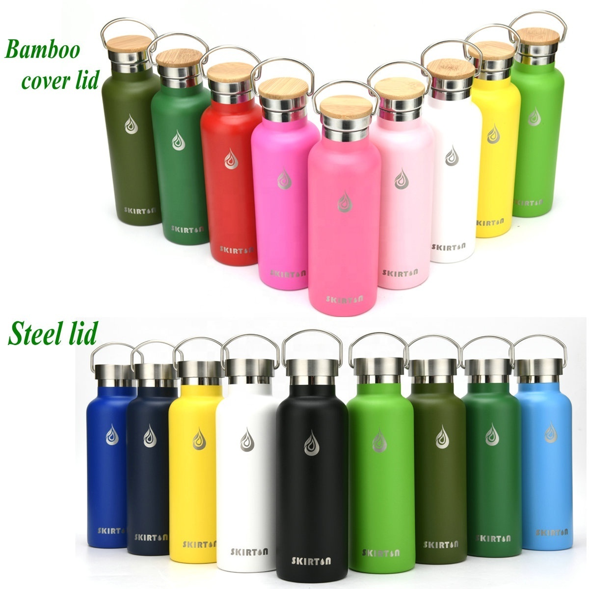 custom logo double wall  powder coated insulated vacuum flask thermos stainless steel water bottle