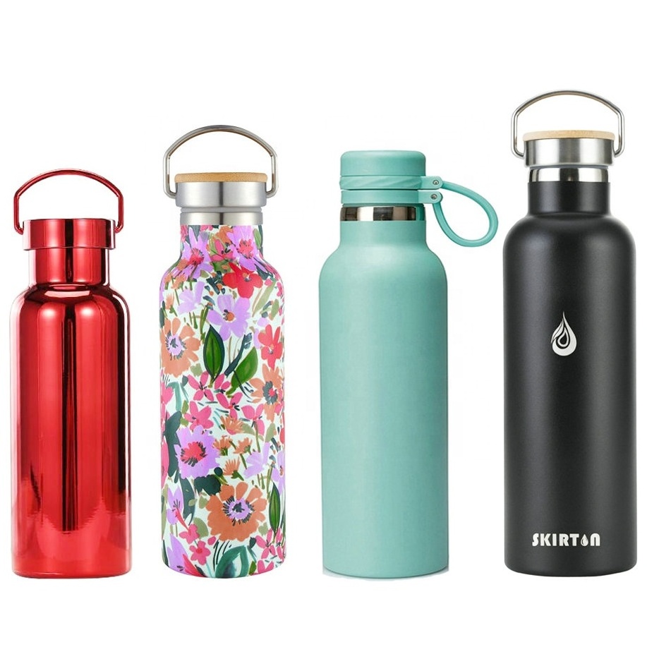 custom logo double wall  powder coated insulated vacuum flask thermos stainless steel water bottle