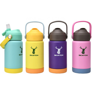 BPA free children child double wall custom logo stainless steel kids water bottle for school with straw lid