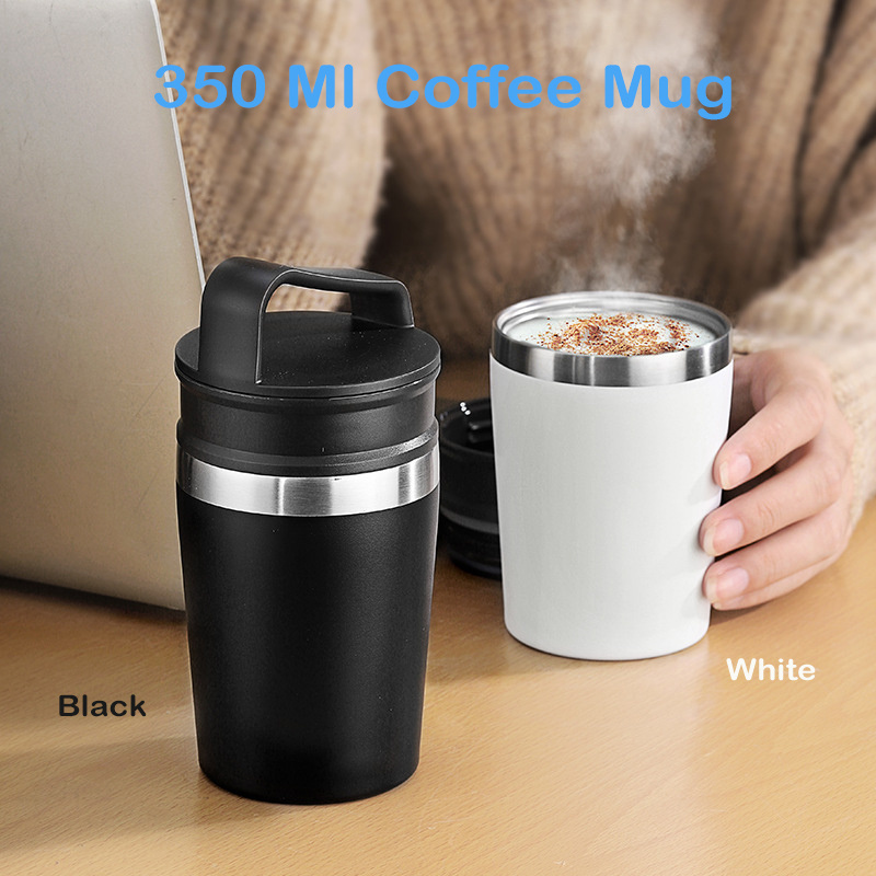 New arrival double wall stainless steel thermos coffee cup powder coating with handle lid