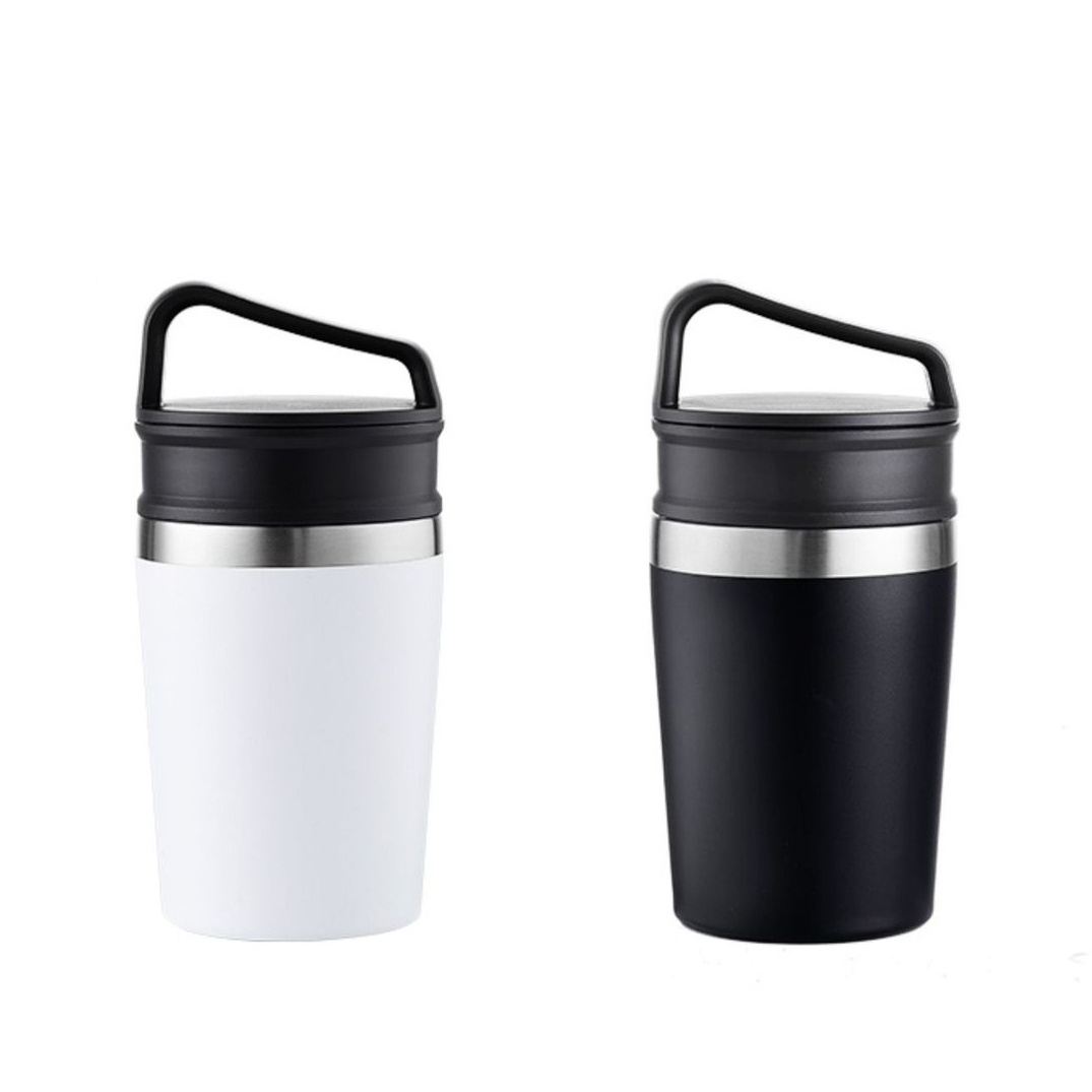 New arrival double wall stainless steel thermos coffee cup powder coating with handle lid