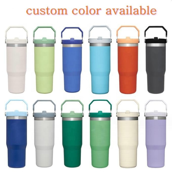 20oz 30oz 30 oz Classic Double Wall ice flow flip straw tumbler Insulated cup with handle lid