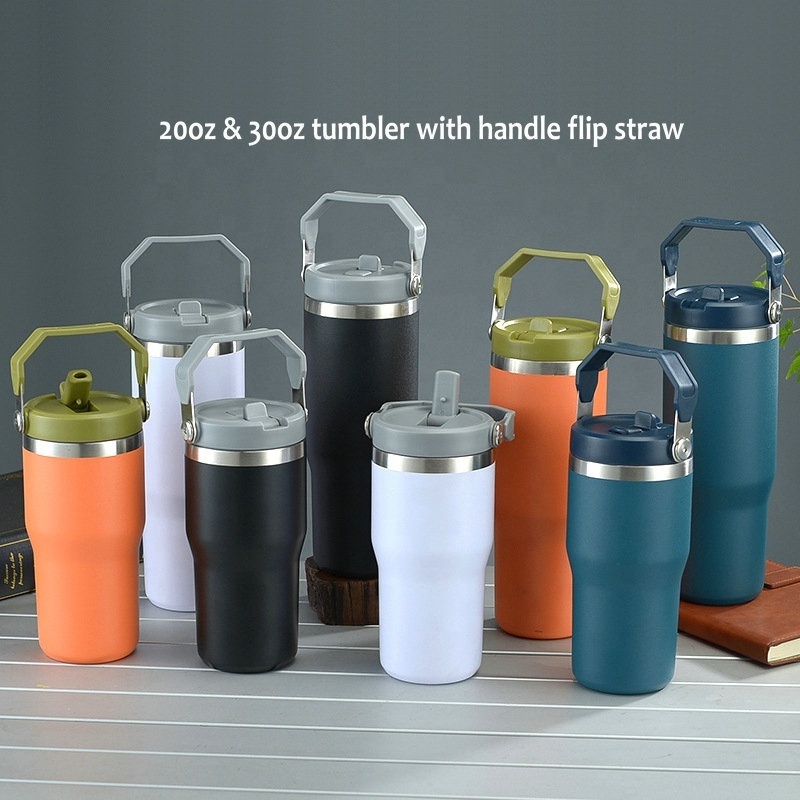 20oz 30oz 30 oz Classic Double Wall ice flow flip straw tumbler Insulated cup with handle lid