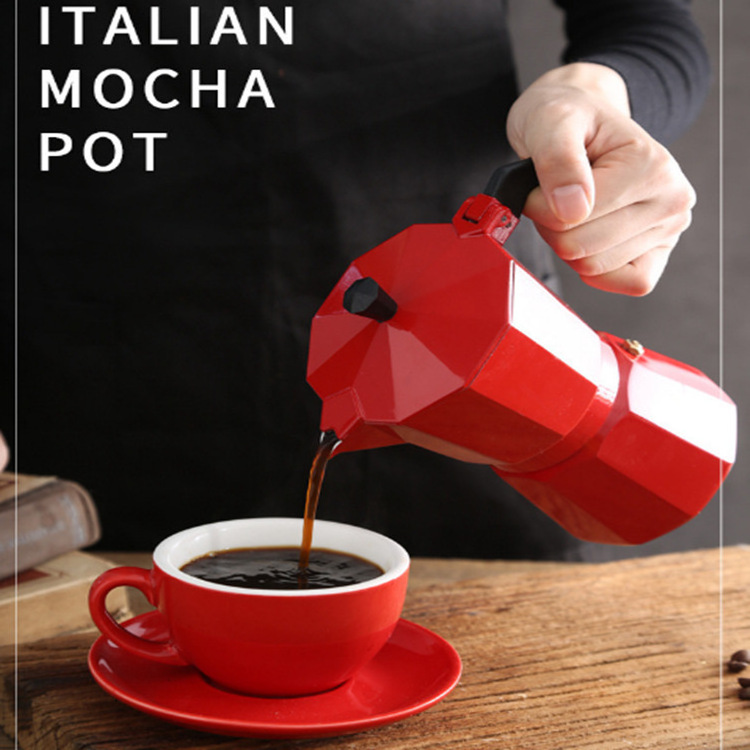 Customized classical moka pot aluminum stovetop espresso maker for great flavored strong espresso Italian style 3 cup moka pot