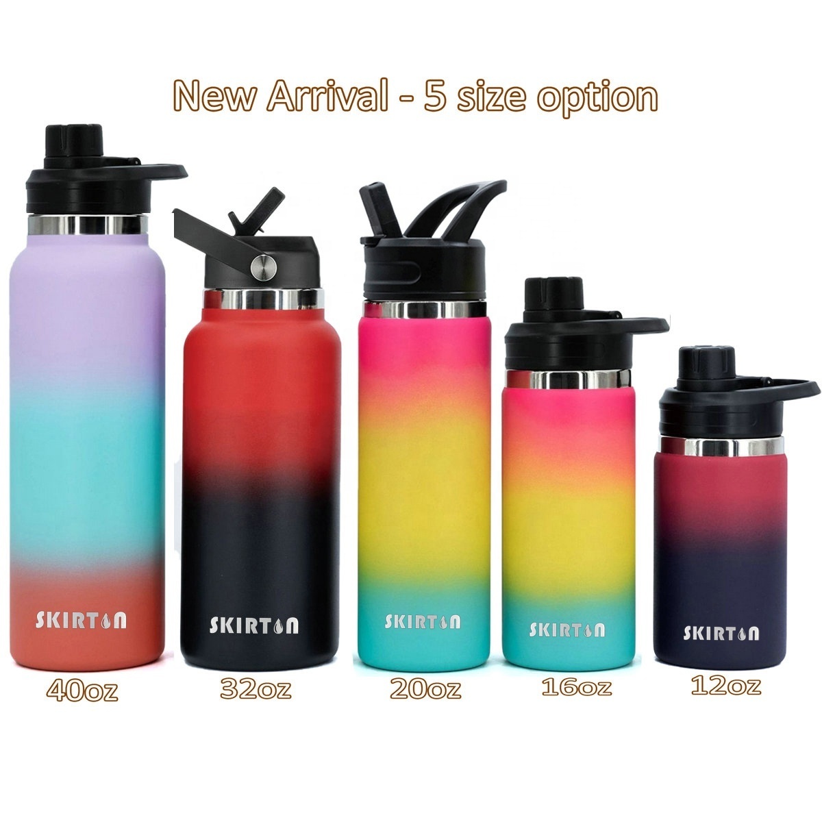 12oz 32oz 40oz kids custom double wall vacuum flip straw lid sports stainless steel insulated water bottle