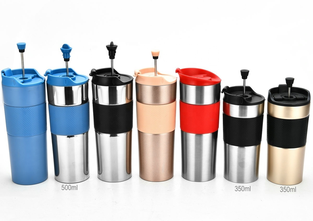 double wall vacuum insulated stainless steel french press travel mug Coffee Maker wholesale tea maker Gasket Filter